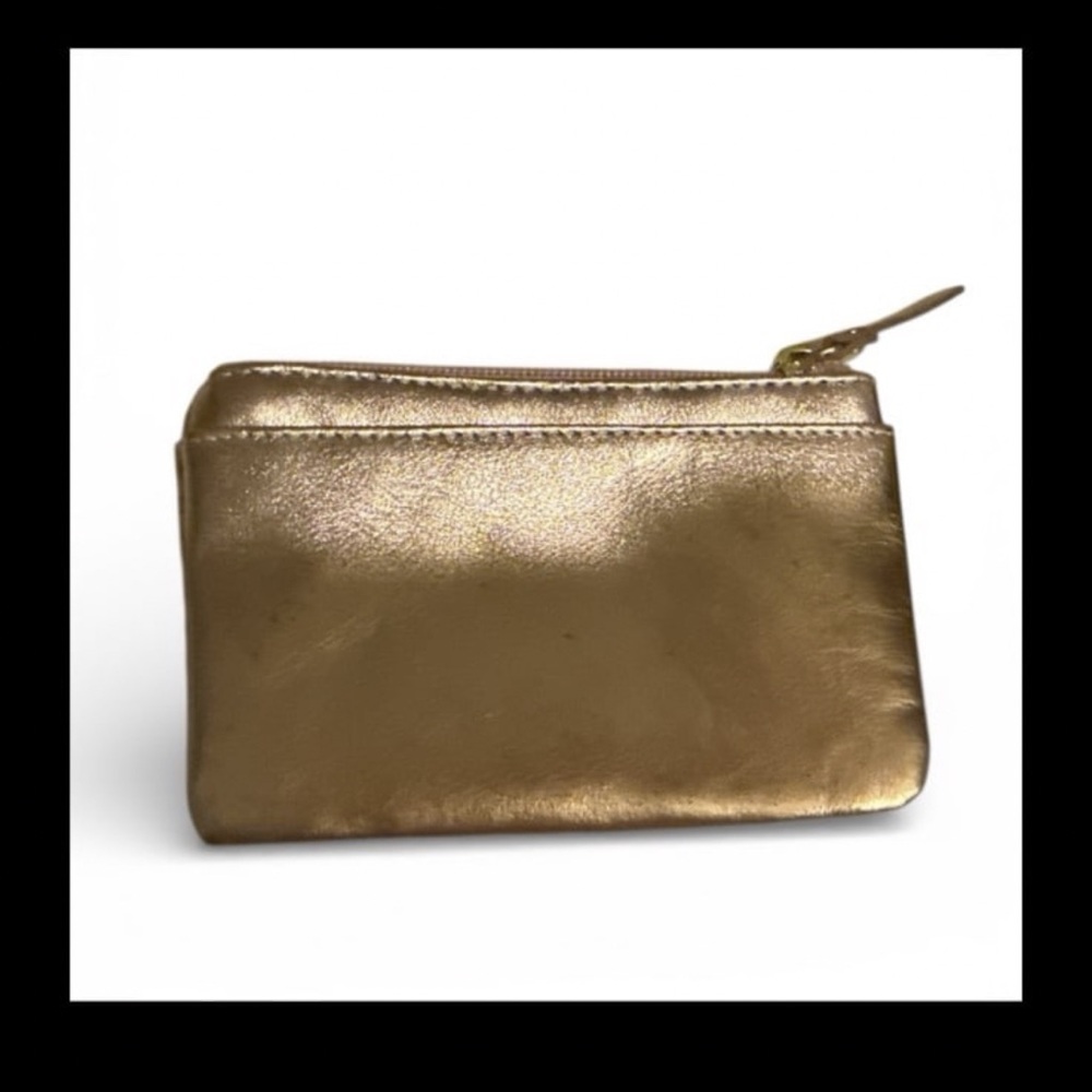 Lodis Metallic Gold Leather Zip Pouch